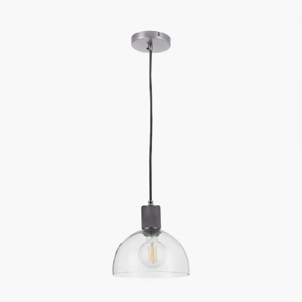 Kingston Clear Glass with Antique Bronze Fitting Elec Pendant