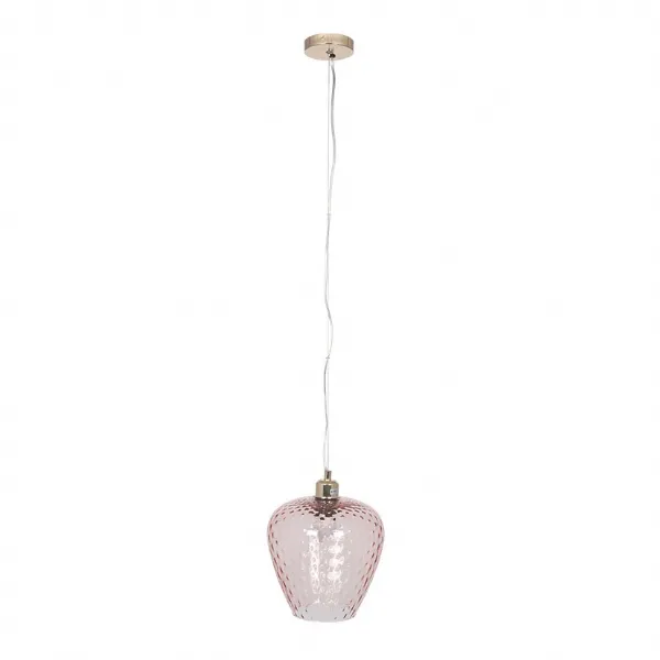 Textured Blush Coloured Glass Electrified Pendant Light