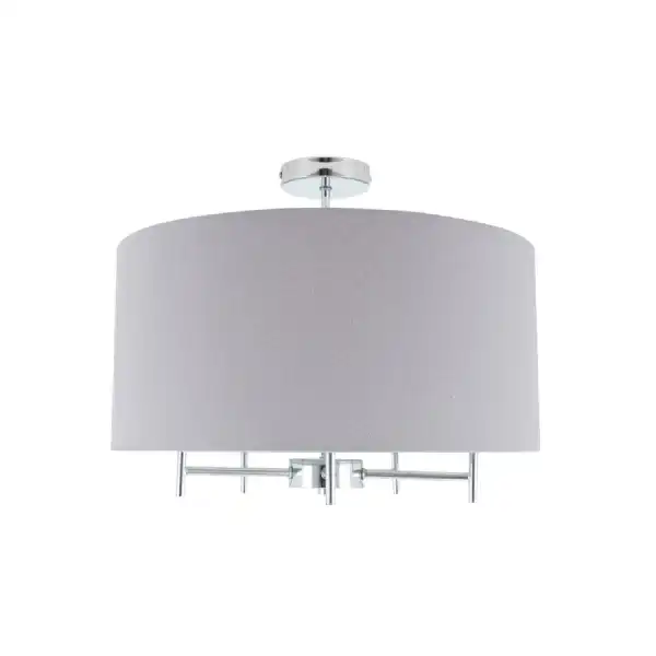 Silver 5 Arm Metal Pendant Light with Grey Shade