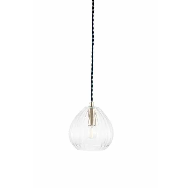 Clear Ribbed Glass Teardrop Pendant