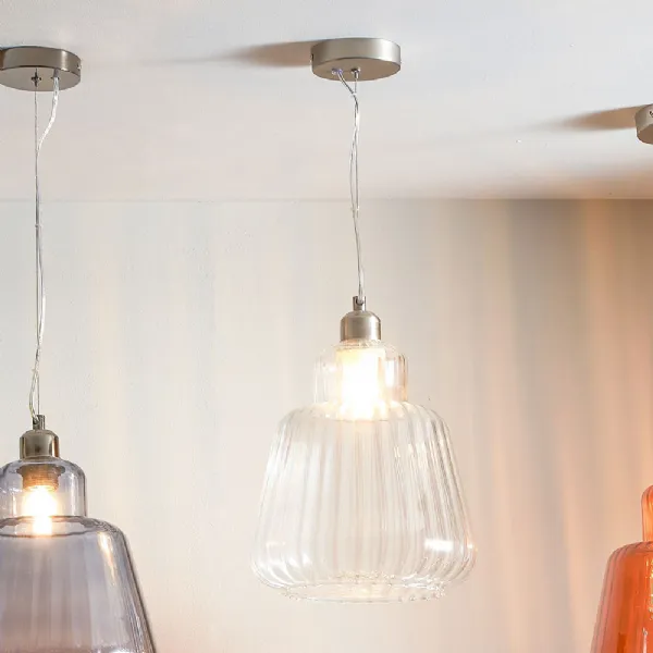 Retro Style Clear Optic Glass Tapered Pendant