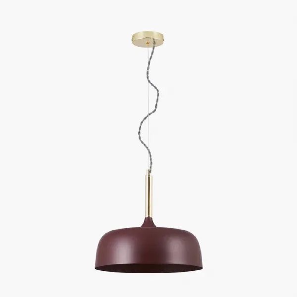 Matt Mulberry Metal Domed Pendant Ceiling Light