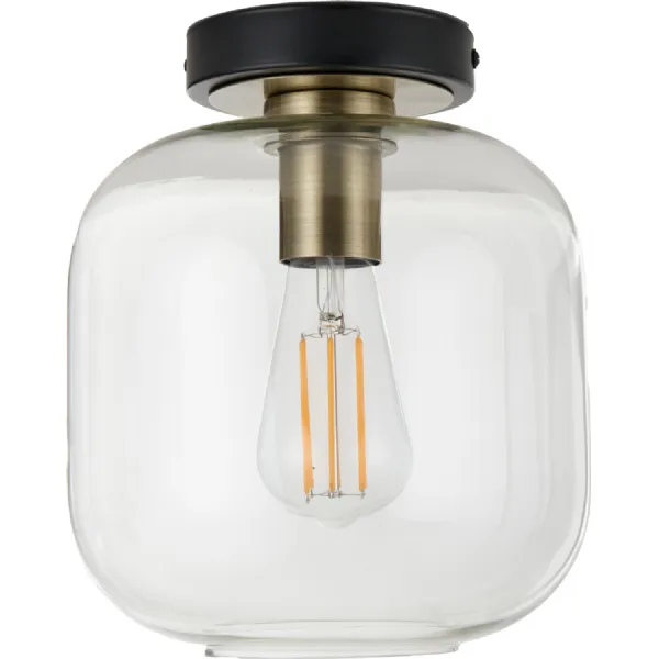 Florence Black Metal and Glass Flush Pendant