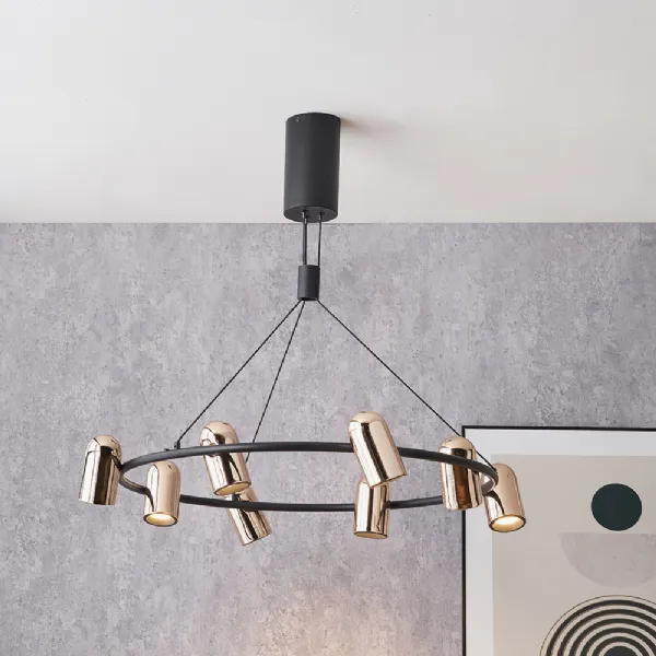 Black and Rose Gold 8 Light LED Pendant