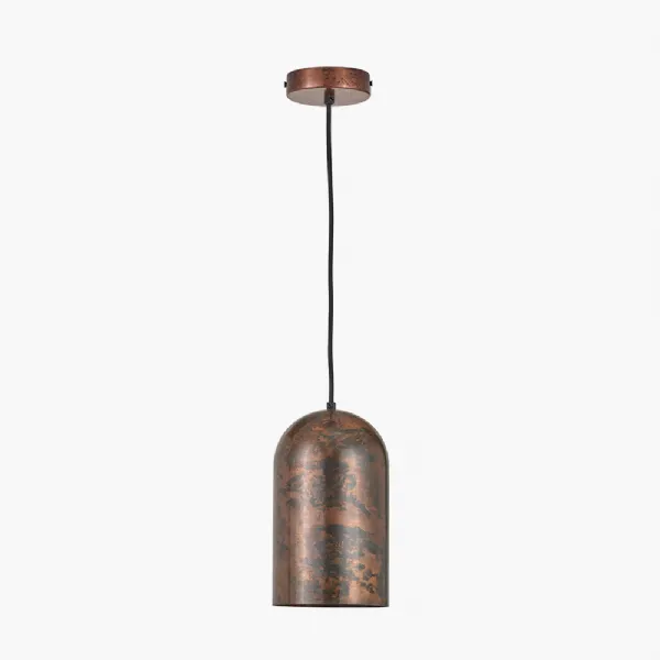 Mason Copper Effect Tall Domed Metal Pendant