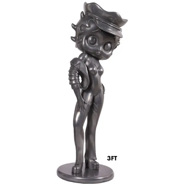 Betty Boop Biker Girl 108cm Polished Aluminium Finish