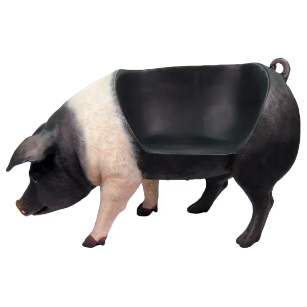 Hand Stone Finish Outdoor Bench Fat Pig Design 128cm