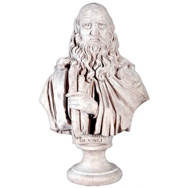 Roman Stone Finish Da Vinci Bust Sculpture Decor 77.5cm
