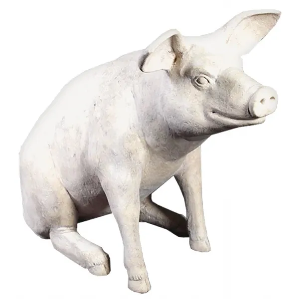 Large Roman Stone Garden Statue Sitting Pig Ornament 115cm