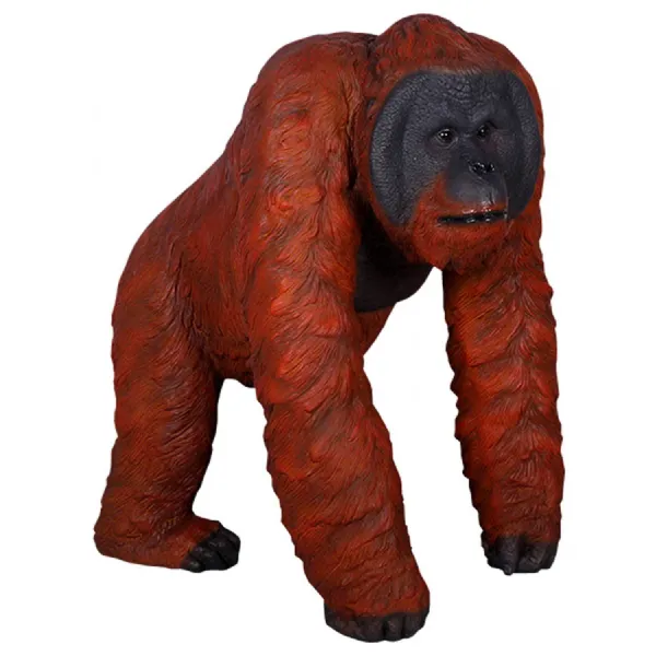 Modern Orange Polyresin Walking Orangutan Statue 110cm