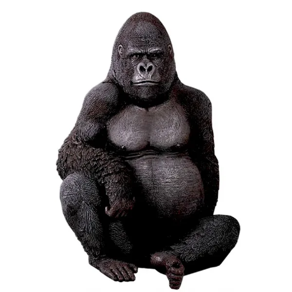 Black Polyresin Outdoor Gorilla Sculpture Silver Back 114cm