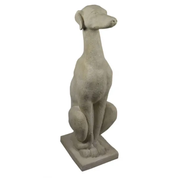 Grey Roman Stone Sitting Greyhound Statue 89cm