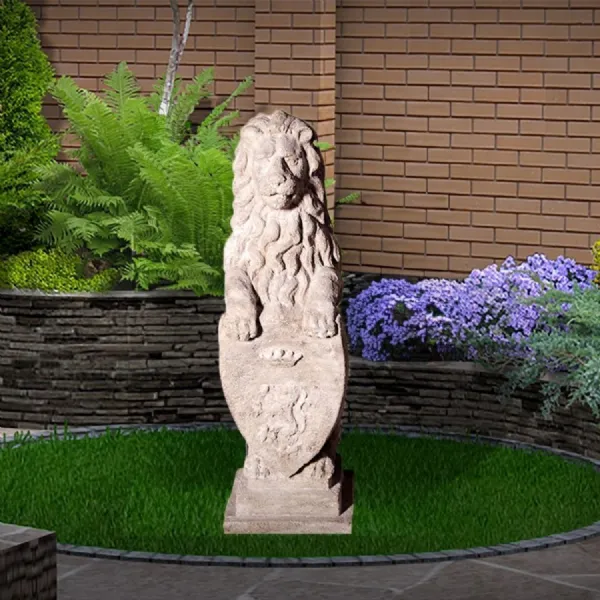 Roman Polystone Heraldic Lion Statue 81cm