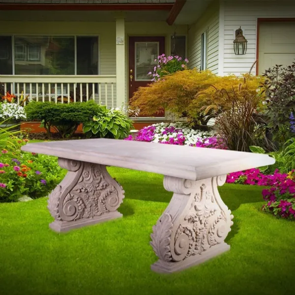 Stone Polystone Large 190cm Garden Dining Table Roman Finish