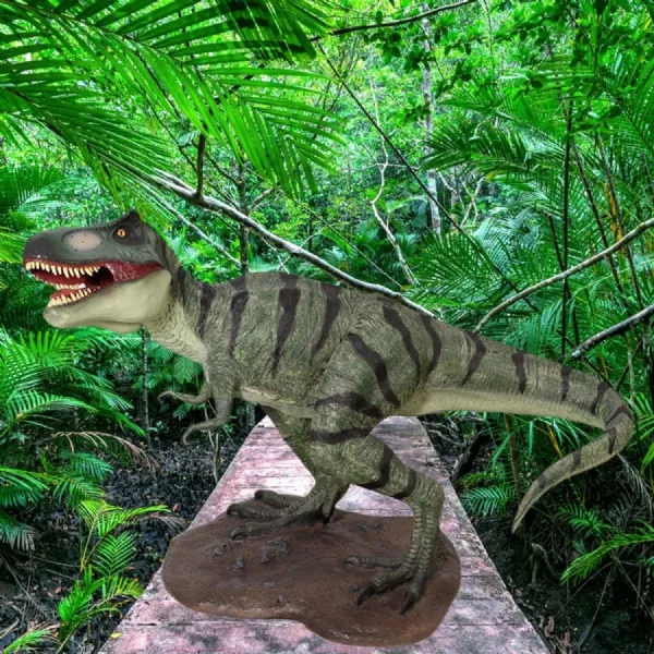 Modern Green and Brown Polyresin T Rex Dinosaur Statue 112cm