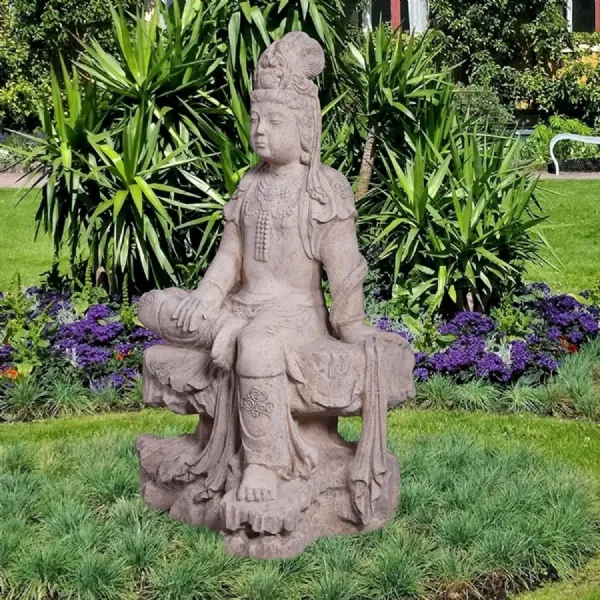 Roman Stone Finish Outdoor Sitting Kuan Yin 89cm