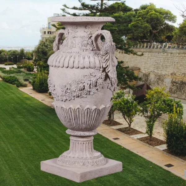 Roman Stone Oudoor Flower Vase with Traditional Curves 94cm