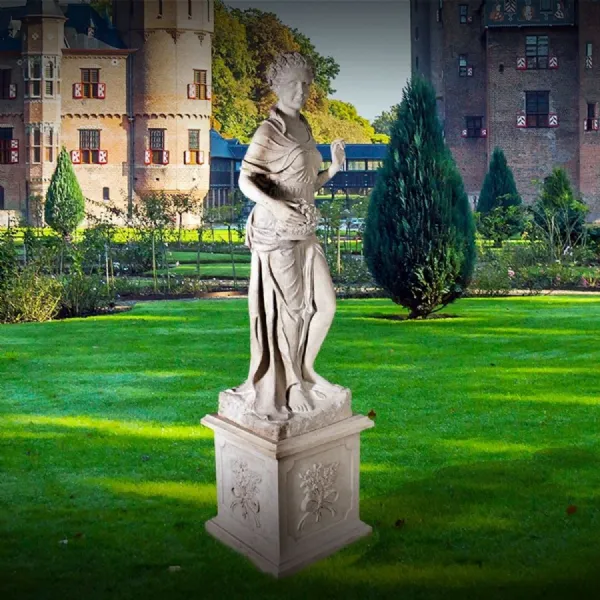 Roman Stone Effect Polystone Figurine with Pedestal Base