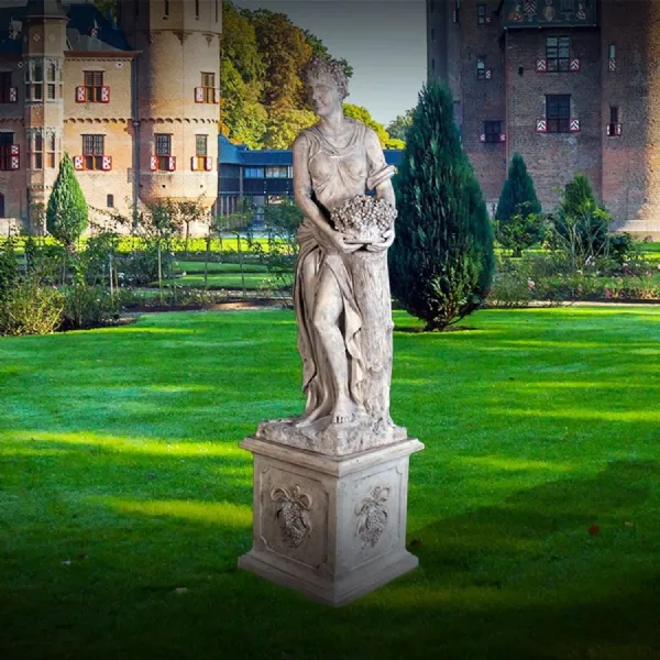 Roman Stone Finish Polystone Figurine with Autumn Detail