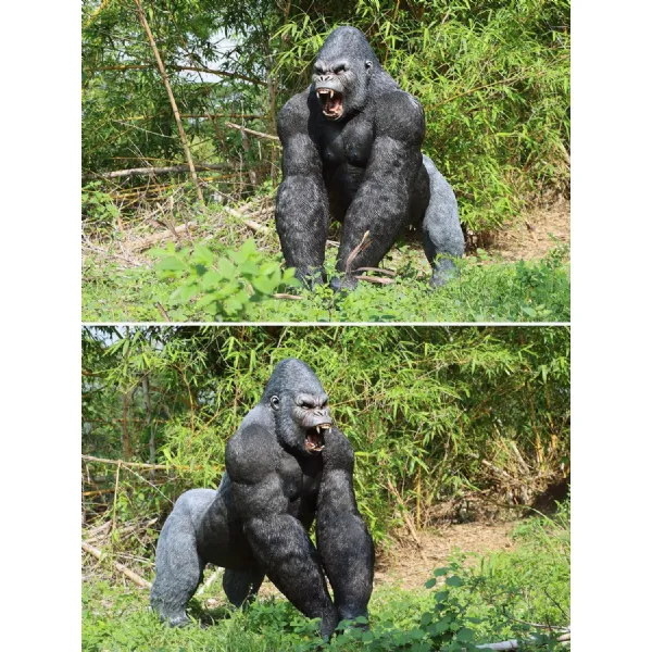 Modern Black Polyresin Gorilla Sculpture 156cm