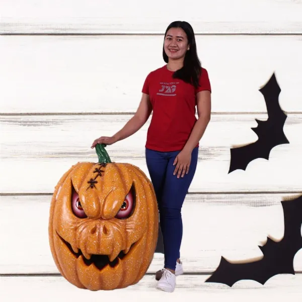 Orange Fibreglass Pumpkin Brothers Larry Sculpture 83cm