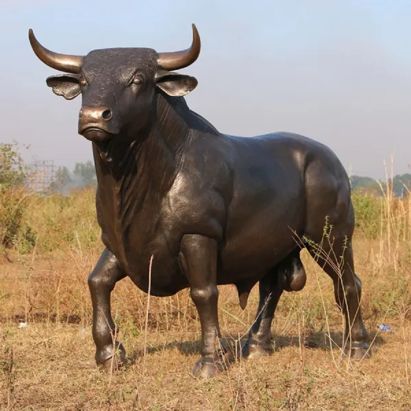 Bronze Fighting Bull Sculpture with Dynamic Stance 220cm