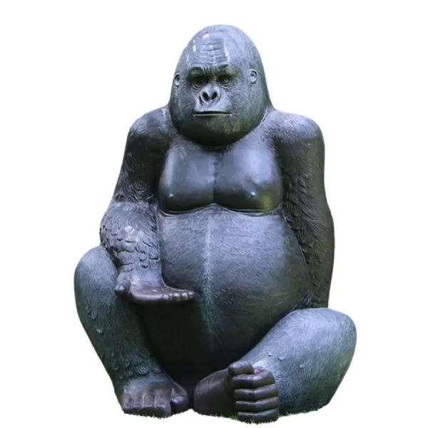 Silverback Fibreglass Outdoor Gorilla Sculpture 180cm