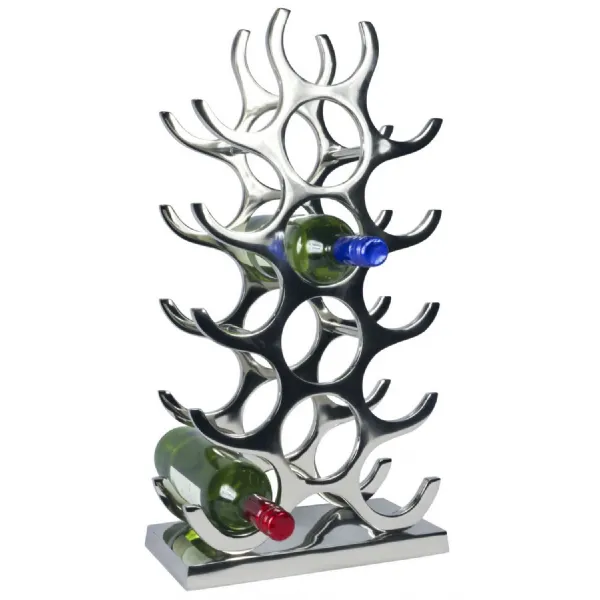 Modern Nickel Plated Aluminium 15 Bottle Wine Rack 55.5cm