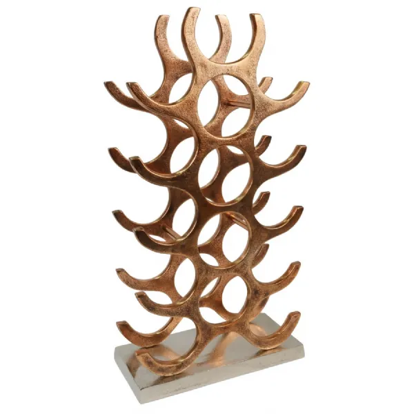 Modern Antique Copper Aluminium 15 Bottle Wine Rack 55.5cm