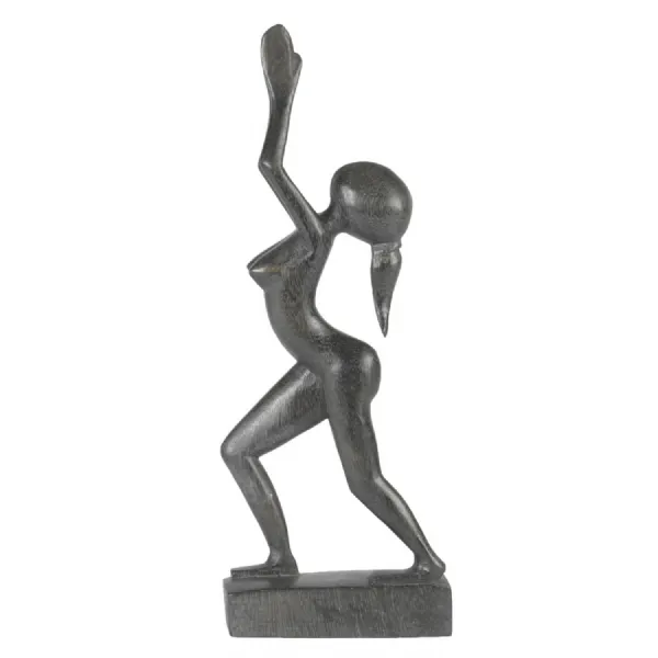 Wooden Lady Arms Up Black Finish 35cm