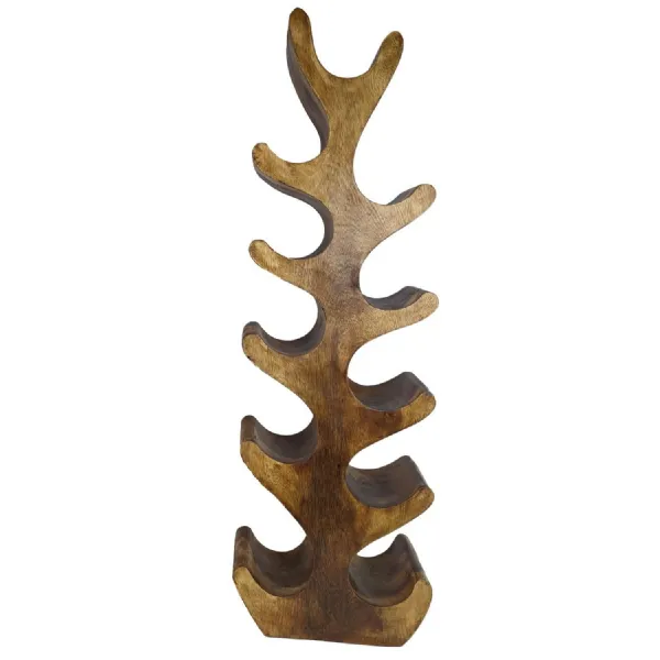 Hand Carved Wooden Tree 11 Wine Bottle Holder Polished 100cm