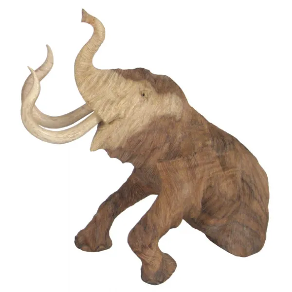 Hand Carved Wooden Mammoth 30cm