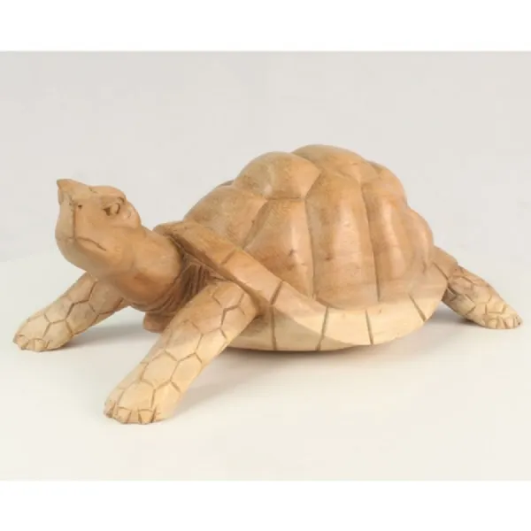 Hand Carved Tortoise Natural Finish Suar Wood 30cm