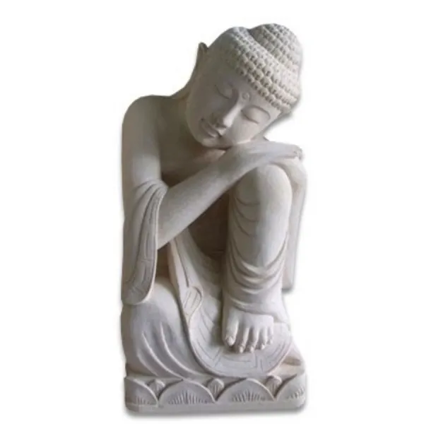 Grey Stone Hand Carved Buddha Sculpture 80cm