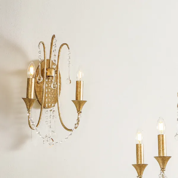 Antique Silver Leaf Metal And Beaded Twin Arm Wall Light