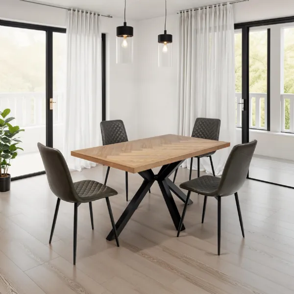 SET OF 6 GREY PU DINING CHAIR