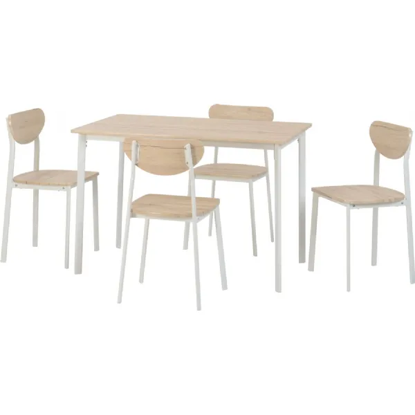 Riley Large Dining Set White Light Oak Effect Veneer