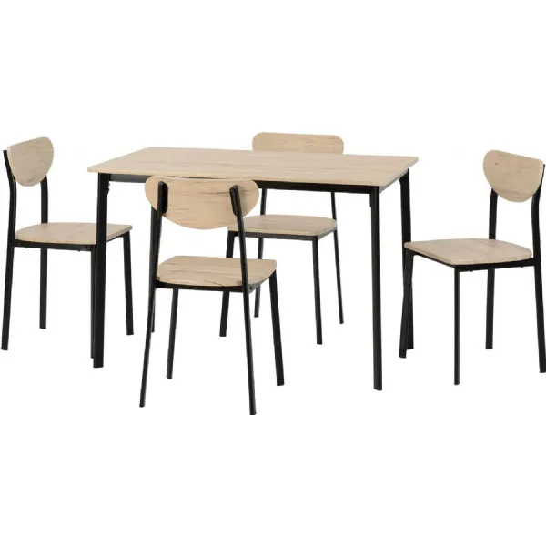 Riley Large Dining Set Black Light Oak Effect Veneer