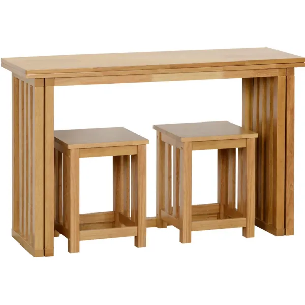 Richmond Foldaway Dining Set (2 Stools) Oak Varnish