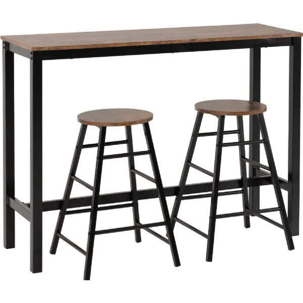 Athens Breakfast Bar Set Acacia Effect Black