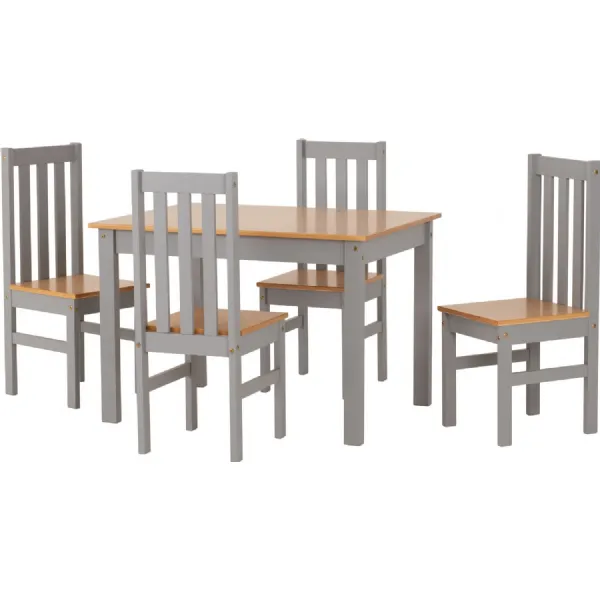 Ludlow 1+4 Dining Set Grey Slate Oak Lacquer