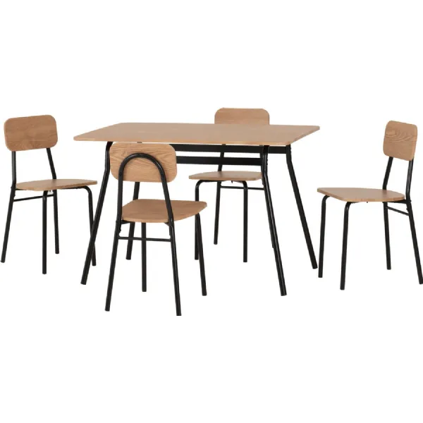 Warren 1+4 Dining Set Russet Oak Effect Black