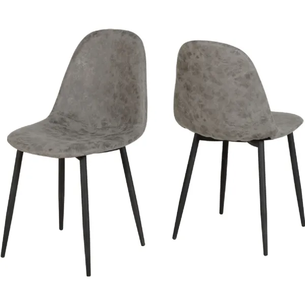 Athens Chair (Box of 2) Grey Faux Leather