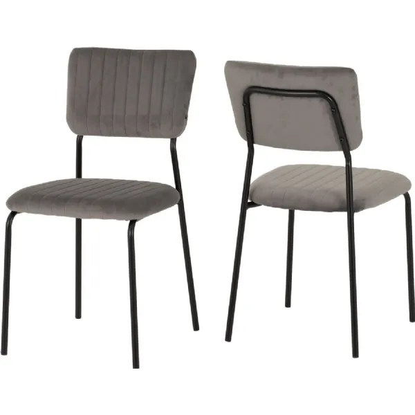 Sheldon Chair (Box of 4) Grey Velvet Fabric