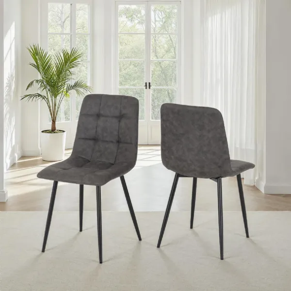 Fenton Chair (Box of 2) Dark Grey Suede Fabric