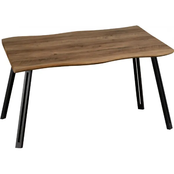 Quebec Wave Edge Dining Table Medium Oak Effect Black
