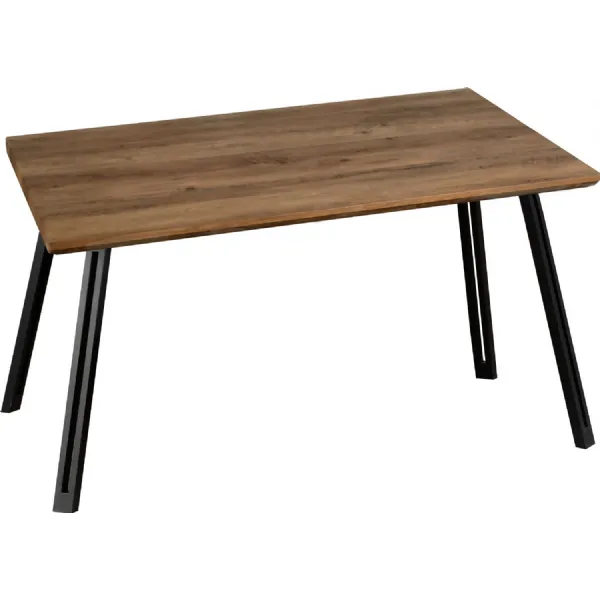 Quebec Straight Edge Dining Table Medium Oak Effect Black