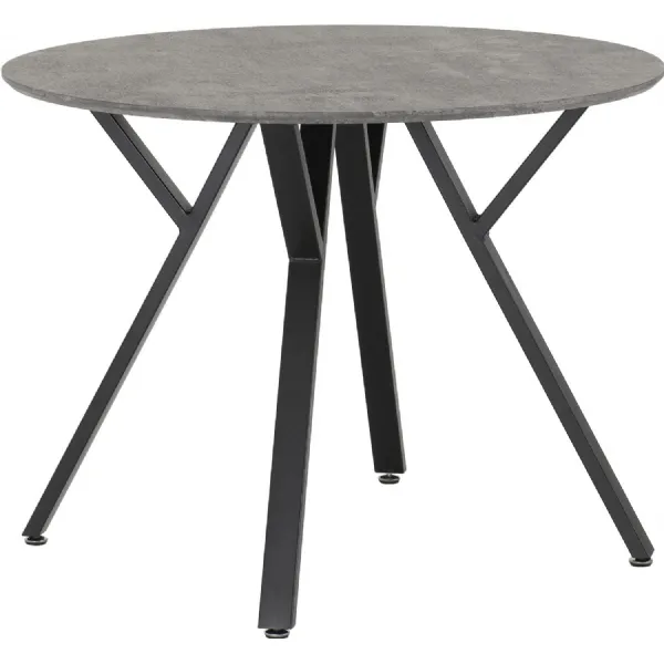 Athens Round Dining Table Concrete Effect Black
