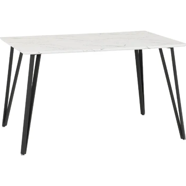 Marlow Dining Table White Marble Effect Black