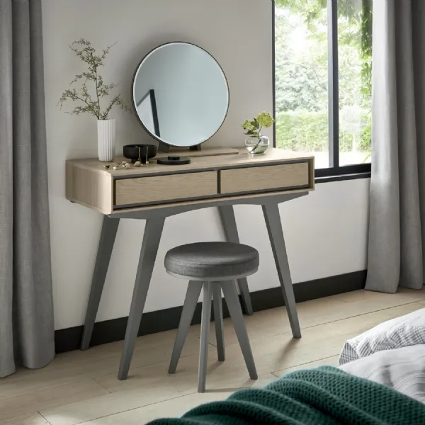 Oak and Grey Dressing Table 2 Drawers Tapered Legs
